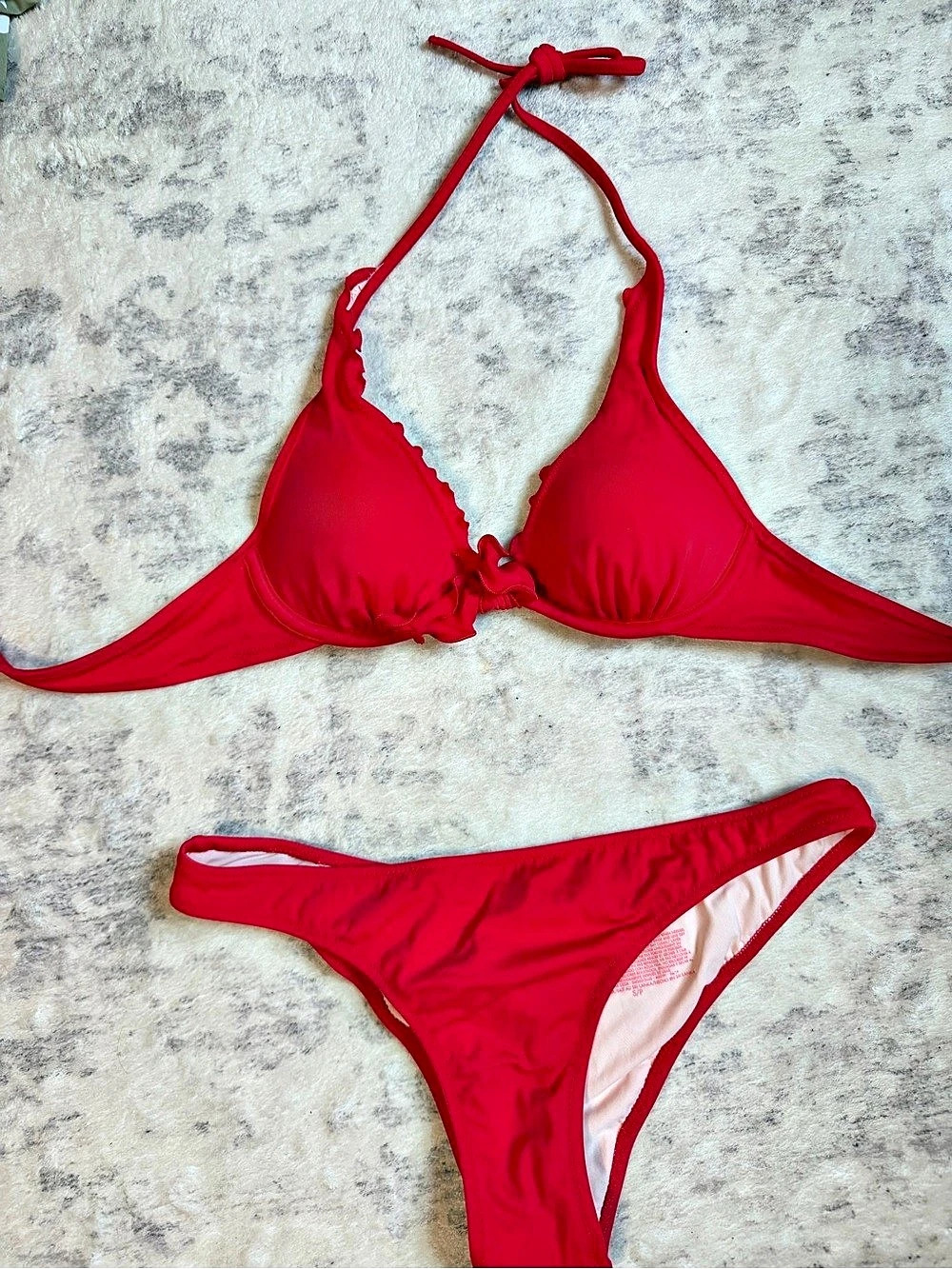 Victoria's Secret Ruffled Halter Push-Up Bikini Set in Red